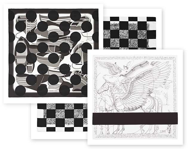 comme des carres black and white colour hermes comme des garcons rei kawakubo limited edition scarf scarves silk twill dover street market bali garret sale purchase price 